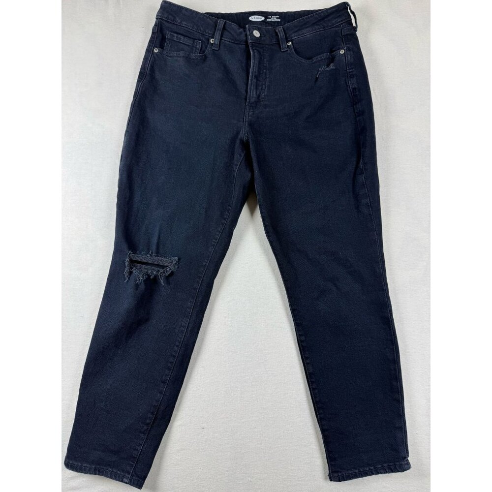 Old Navy Women's O.G. Straight Jeans High Rise Secret-Slim Pockets Blue Size 12